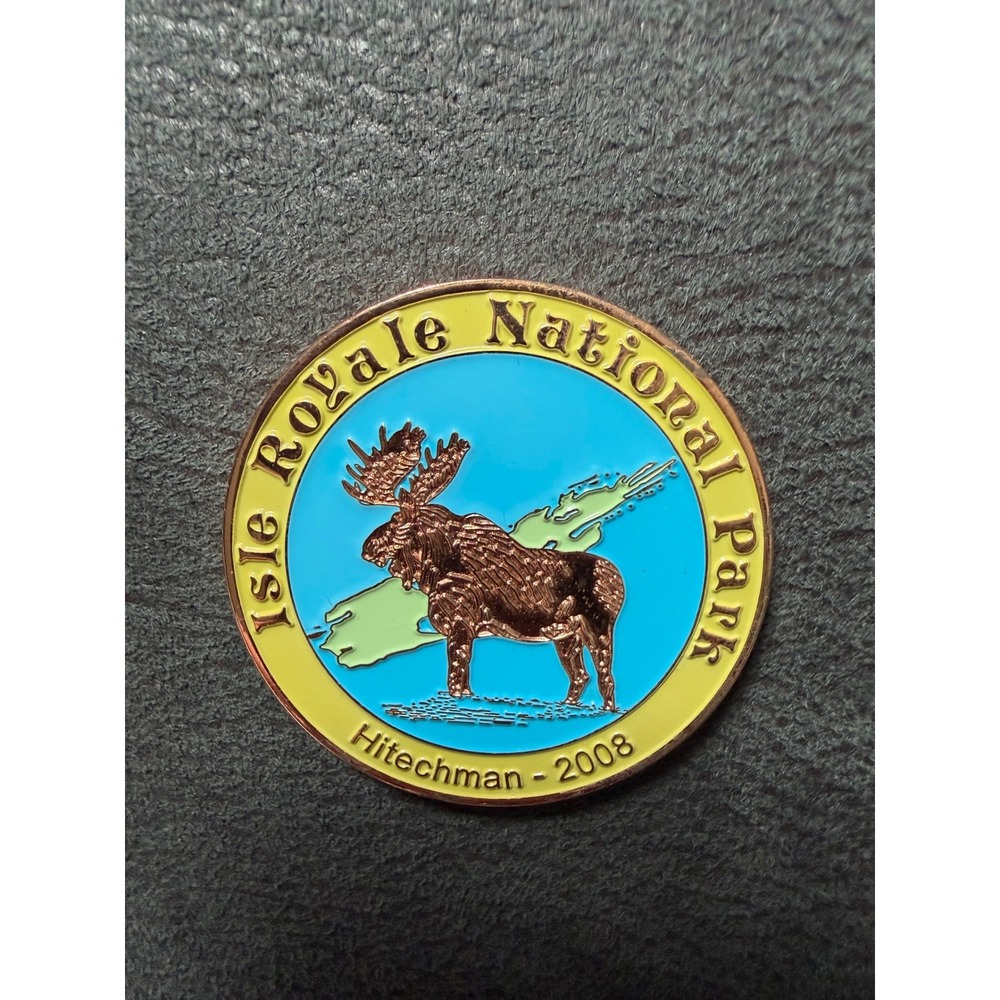 Oakcoins Isle Royale National Park 2008 Hitechman Geocoin Moose Wolf Trackable - Picture 4 of 6